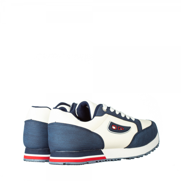 Мъжки спортни обувки Cibin бели със синьо, 4 - Kalapod.bg